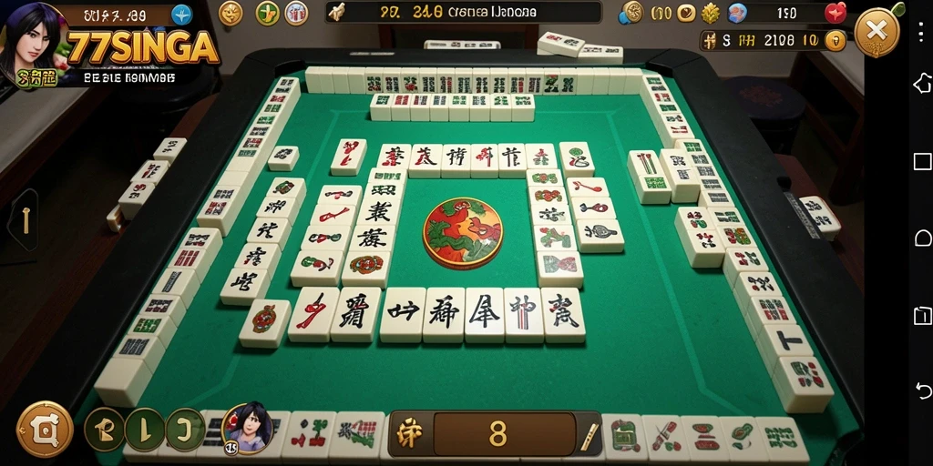 Tampilan gameplay seru dari 77SINGA yang menampilkan aksi Mahjong.