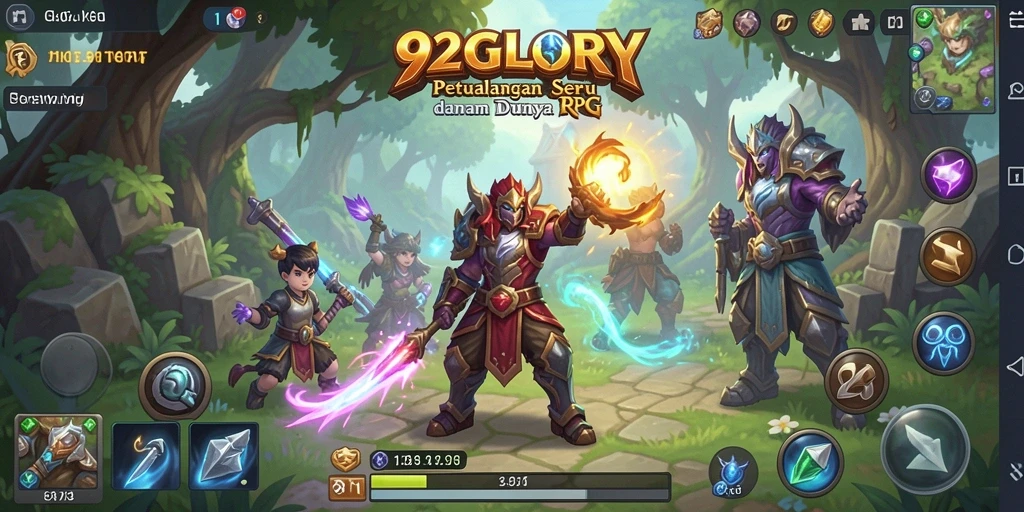 Tampilan seru gameplay RPG dalam 92GLORY yang mendebarkan.