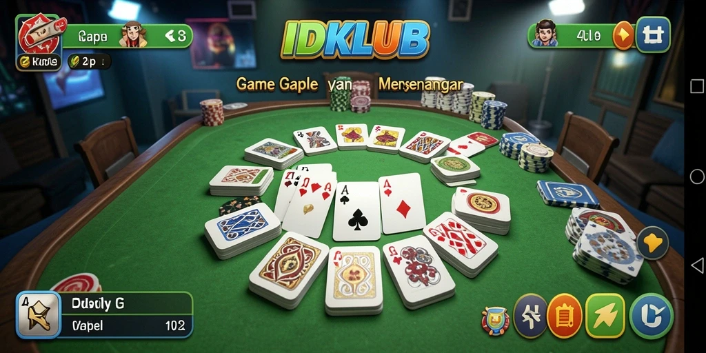 Screenshot utama IDKLUB menampilkan serunya gameplay Gaple.