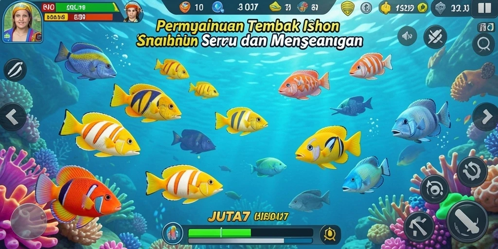 Tampilan utama JUTA7 yang menampilkan aksi tembak ikan yang seru.
