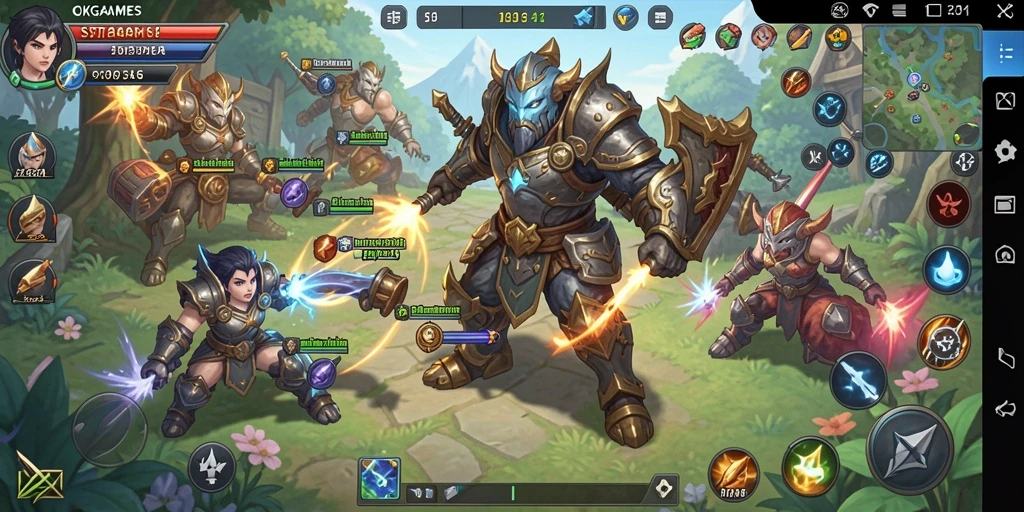 Screenshot menunjukkan aksi intens dalam gameplay strategis OKGAMES.