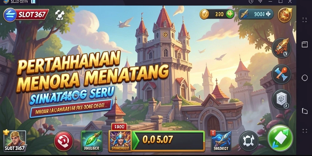 Tampilan gameplay menegangkan dalam pertahanan menara SLOT367.