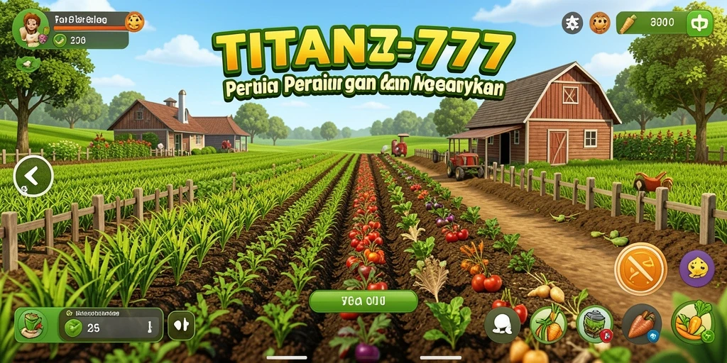 Tampilan gameplay menarik di TITAN777 dengan suasana pertanian yang hidup.