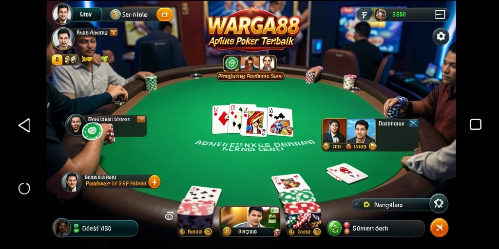 Screenshot gameplay WARGA88 yang menampilkan suasana bermain poker yang intens.