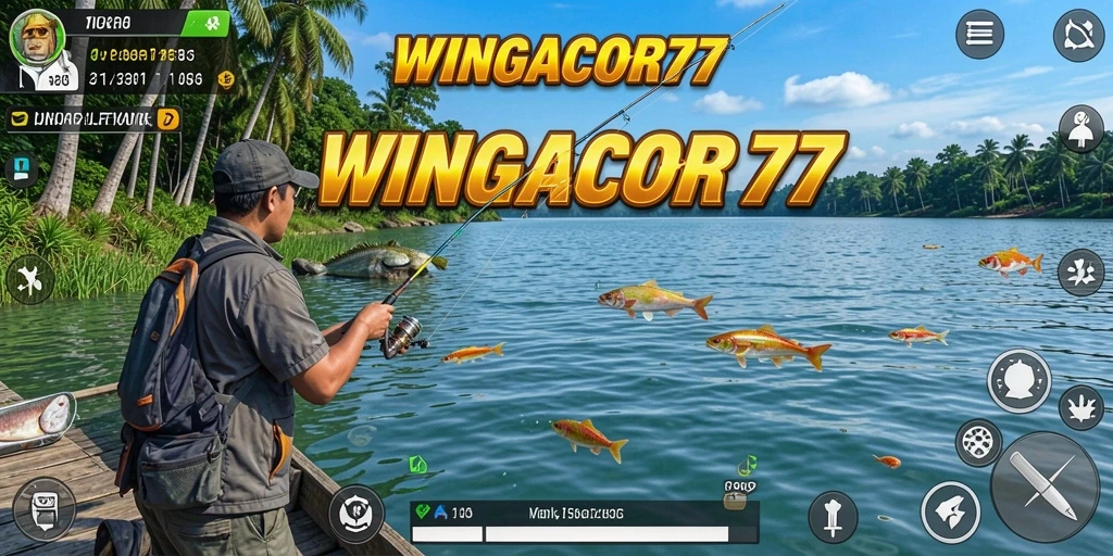 Tampilan gameplay menarik dari WINGACOR77 saat menangkap ikan.